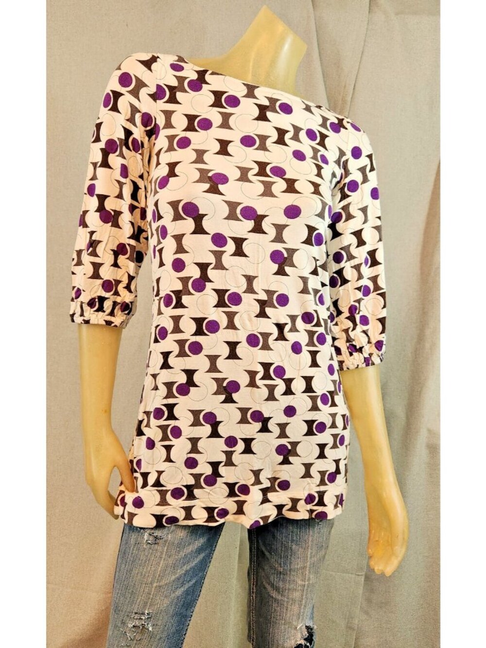 Hourglass Lilly White Boat Nck Short Slv Blouse Shirt Top Womens USED XS XSMALL - Picture 1 of 6